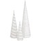 Northlight Glittered Cone Tree Christmas Decoration - 23.5 - White and Silver - Set of 3